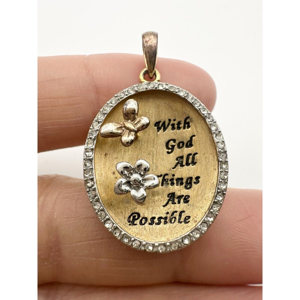 RL 925 Sterling Silver Gold Vermeil With God All Things Are Possible Pendant